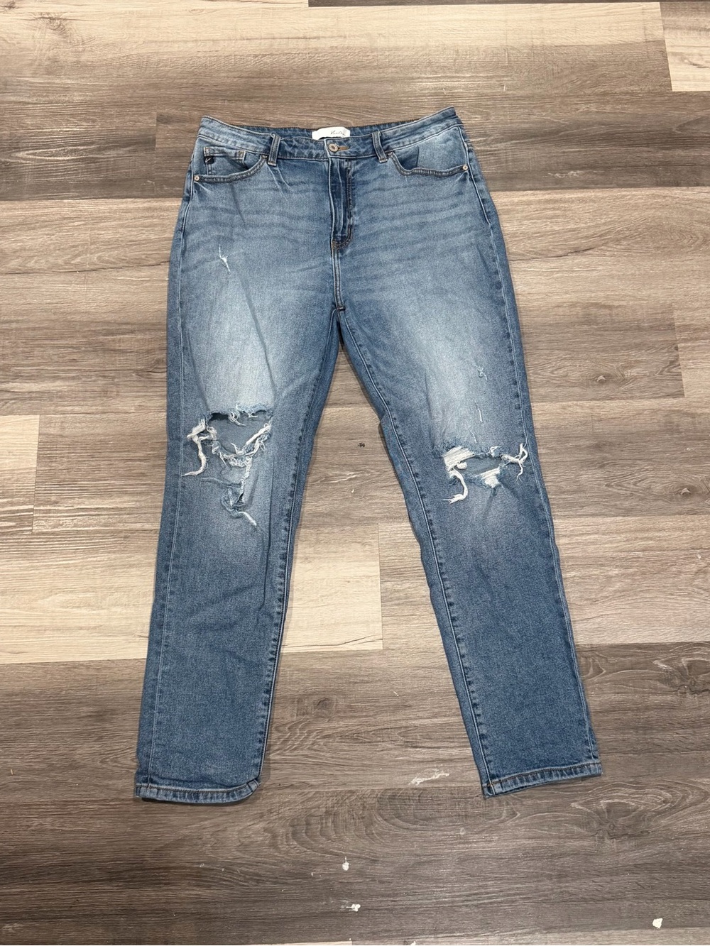 KanCan Estilo Womens Medium Wash Straight Leg Ripped Jeans Size 15/31